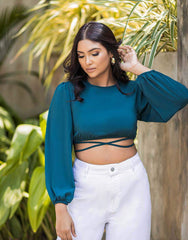 Cordelia Puffed Sleeve Crop Top