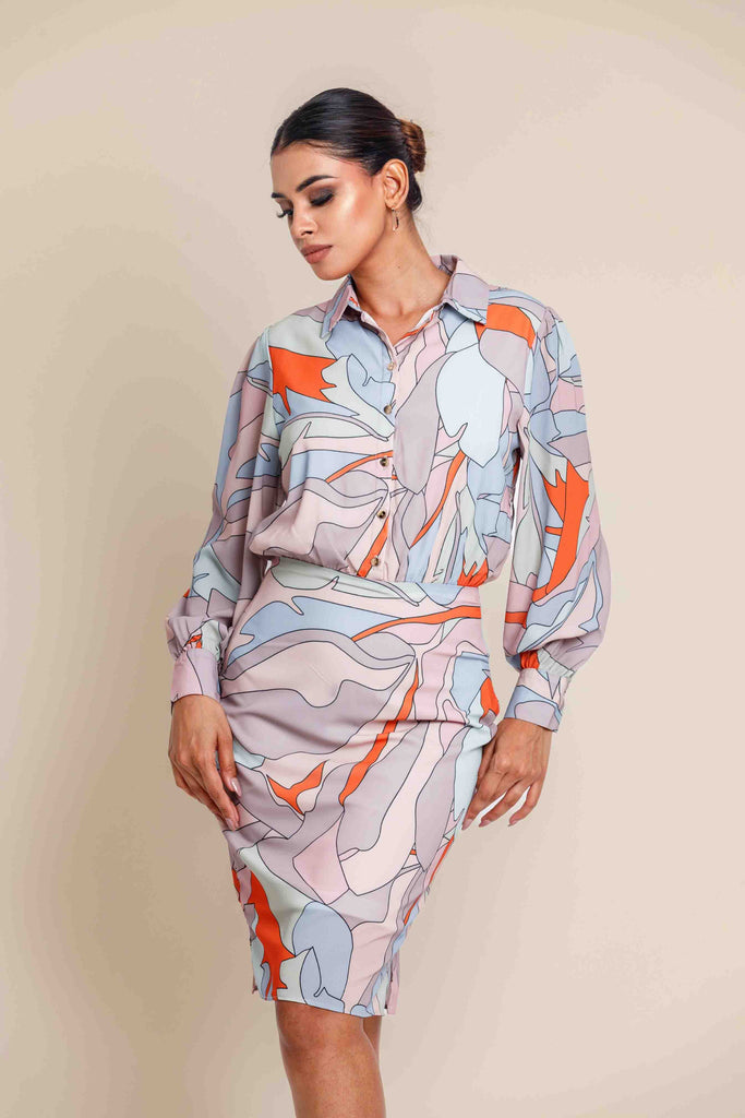 Vibrant Vista Long Sleeve Dress