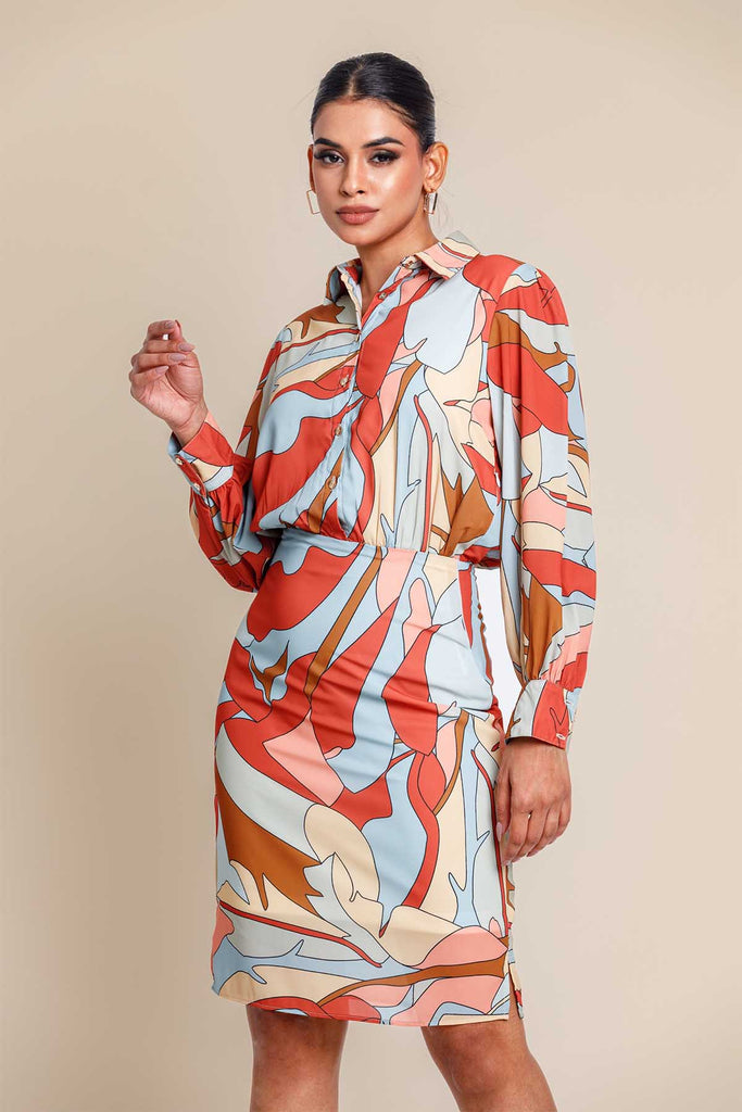 Vibrant Vista Long Sleeve Dress