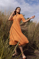 Summer Diary Embroidery Linen Dress