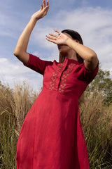 Summer Diary Embroidery Linen Dress